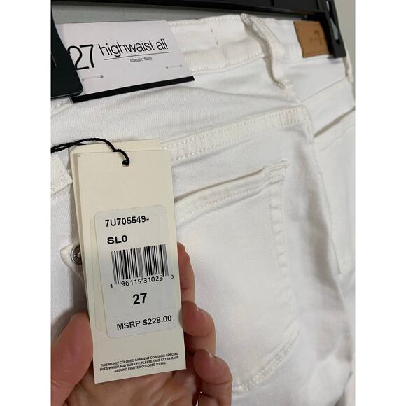 New 7 for All Mankind Highwaist Ali White Denim Flare Jeans Size 27 - Picture 3 of 3